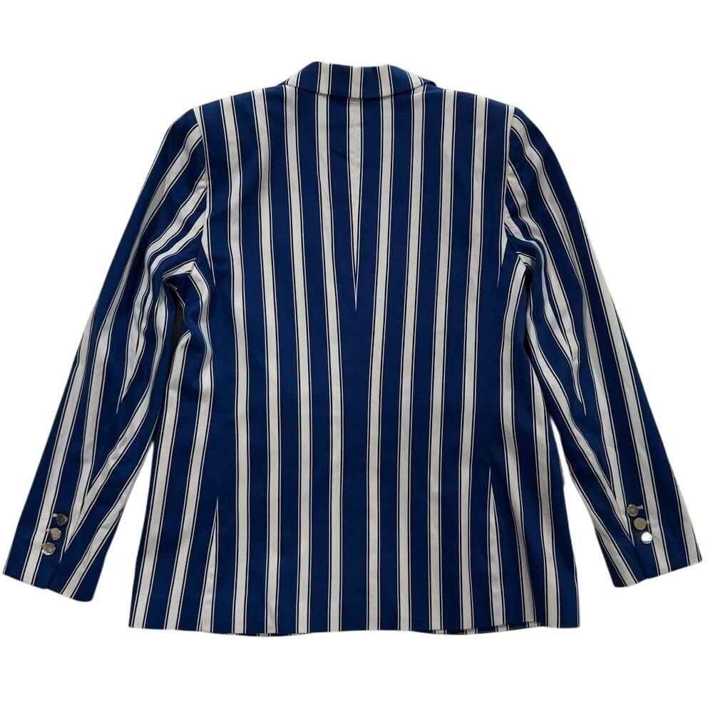 Escada Cabana Womens Blue White Striped Blazer Jacket Size 40 US 10 W87 - Picture 6 of 12